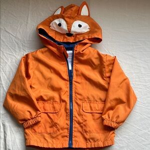 Little Rebels 4T raccoon hooded windbreaker lightweight jacket orange blue